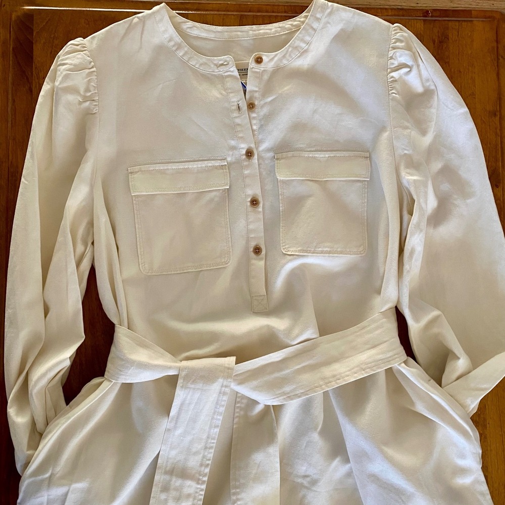 NEW Southern Tide Women's Kiara Maxi Dress Long Sleeve Belted Sand Sand White L - Picture 10 of 16